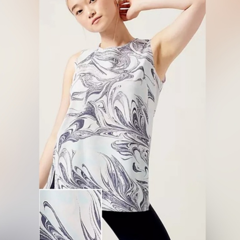 Athleta Refined Zephyr Tank – Marble Print – Size SP (Small Petite)